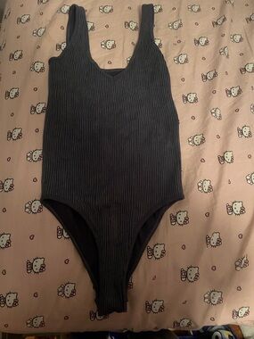 Ribbed dark blue bodysuit